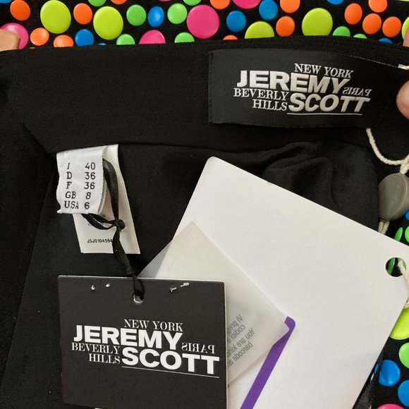 NWT JEREMY SCOTT Neon Polka Dot Mini Skirt - Picture 5 of 6